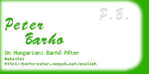 peter barho business card